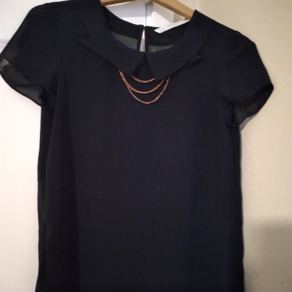 Trafaluc Zara black collar blouse size xs